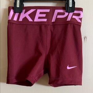 Nike Burgundy Shorts with Pink Logo